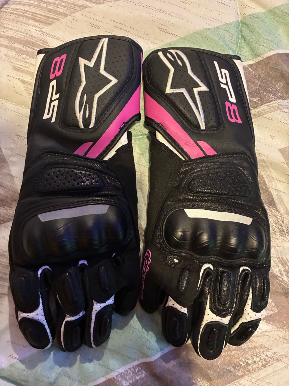 New Ladies Large Alpinestars spx 8 motorcycle gloves pink/black